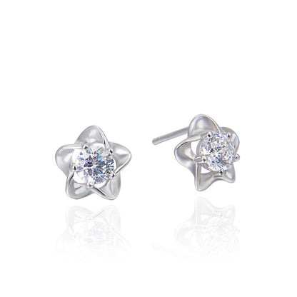 925 Sterling Silver 'Fu' Character Stud Earrings - Chinese Blessing Earrings for Professional Women