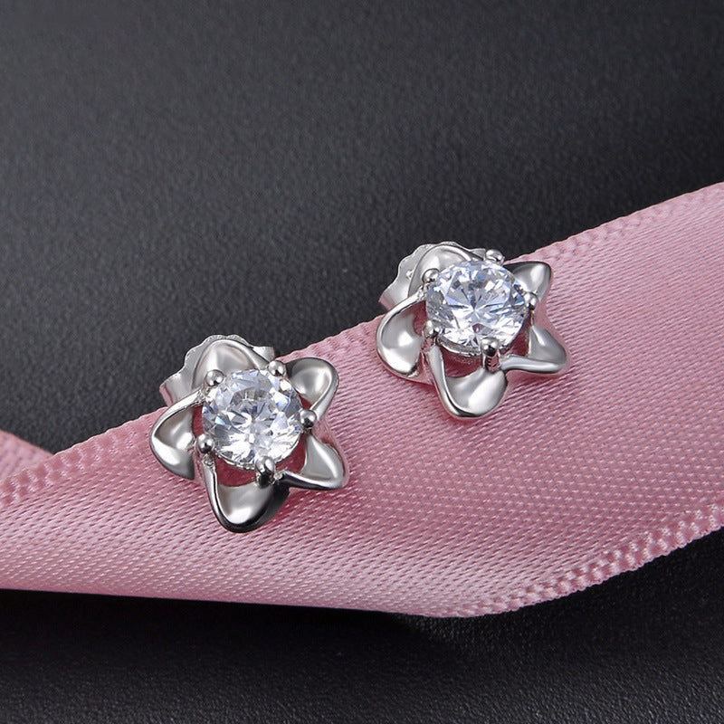 925 Sterling Silver 'Fu' Character Stud Earrings - Chinese Blessing Earrings for Professional Women