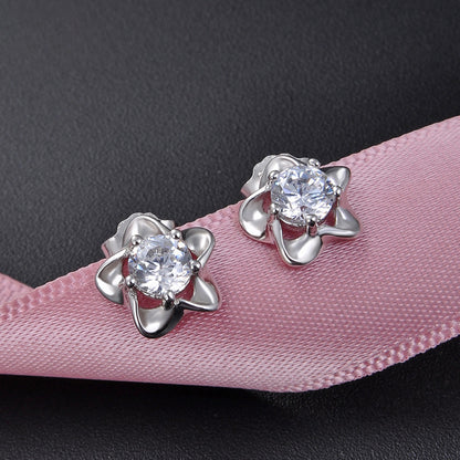 925 Sterling Silver 'Fu' Character Stud Earrings - Chinese Blessing Earrings for Professional Women