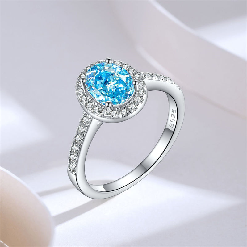 1.5ct Gemstone 925 Silver Ring - Elegant 6×8mm Ice-Cut Geometric Band for Women