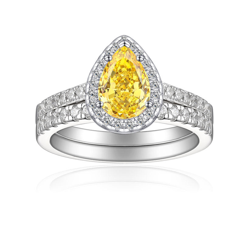 1.5ct Gemstone 925 Silver Stackable Ring Set - Elegant Flame & Ice-Cut High Carbon Diamond Rings for Women
