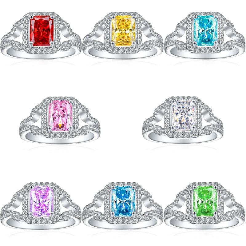 1.5ct Gemstone 925 Sterling Silver Ring – Elegant 6*8 Princess-Cut Flame & Ice-Cut Band for Women