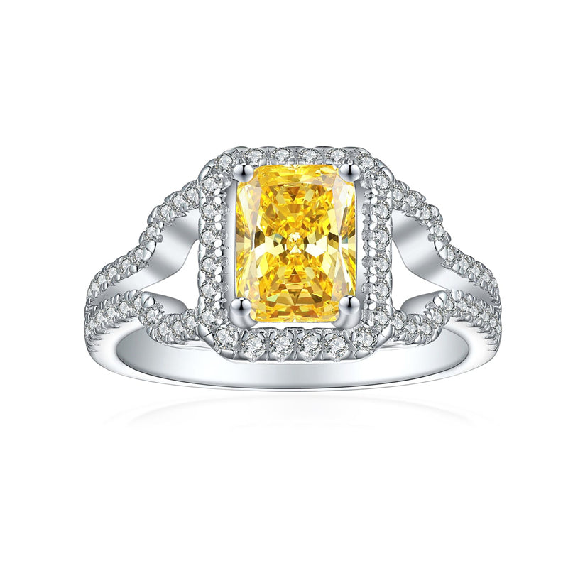 1.5ct Gemstone 925 Sterling Silver Ring – Elegant 6*8 Princess-Cut Flame & Ice-Cut Band for Women