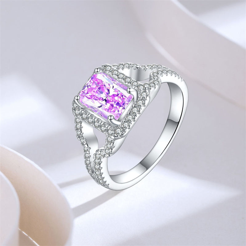 1.5ct Gemstone 925 Sterling Silver Ring – Elegant 6*8 Princess-Cut Flame & Ice-Cut Band for Women