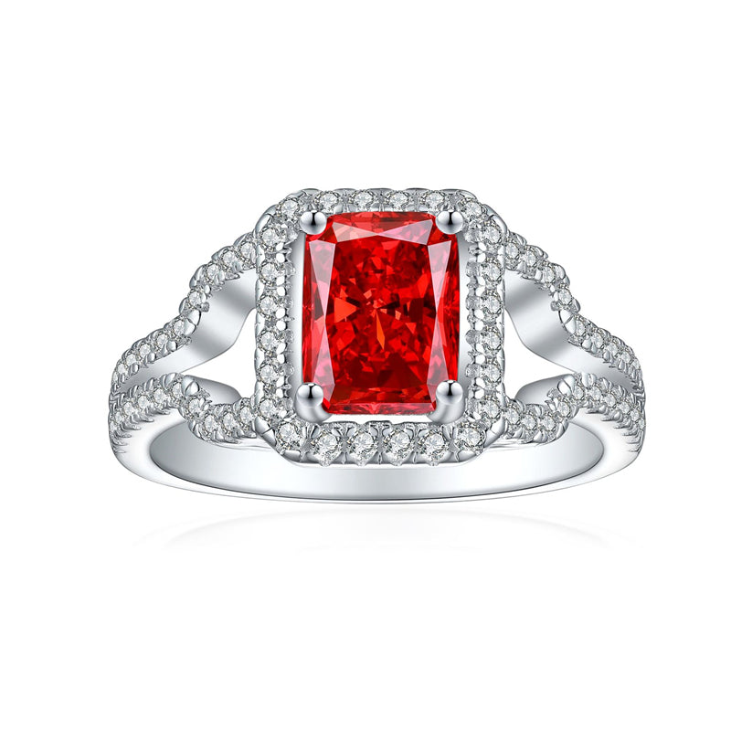 1.5ct Gemstone 925 Sterling Silver Ring – Elegant 6*8 Princess-Cut Flame & Ice-Cut Band for Women