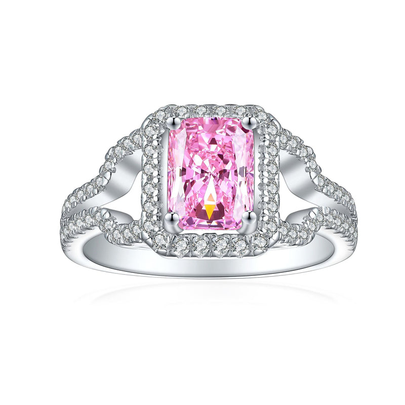 1.5ct Gemstone 925 Sterling Silver Ring – Elegant 6*8 Princess-Cut Flame & Ice-Cut Band for Women
