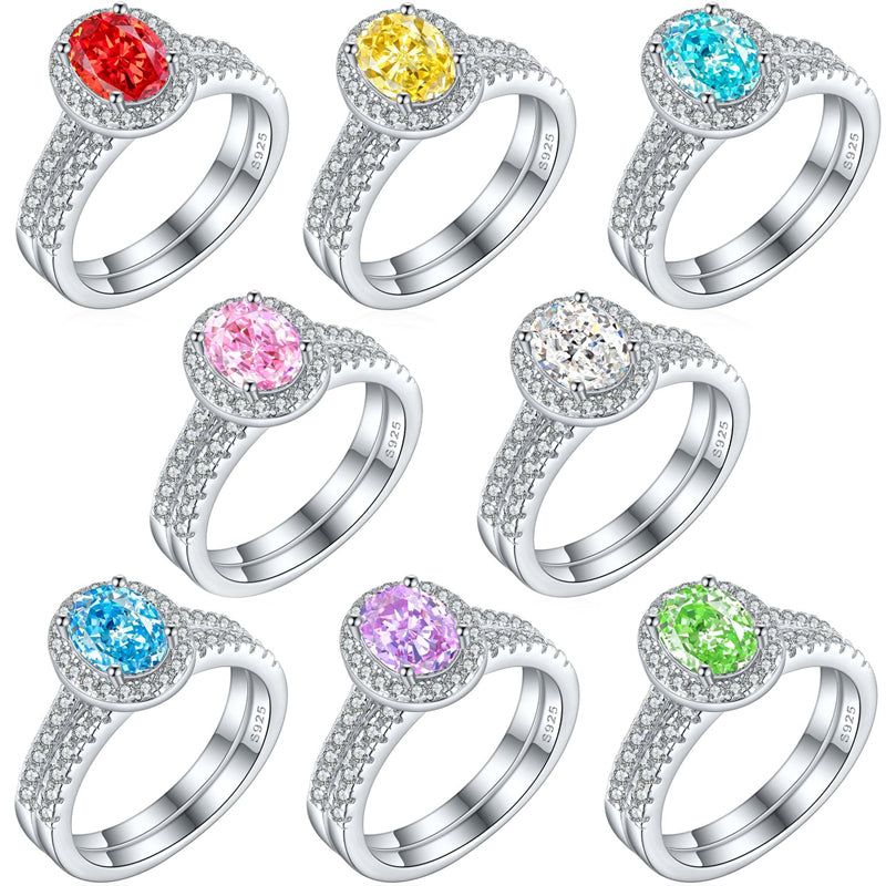 1.5ct Gemstone 925 Sterling Silver Stackable Ring Set – Luxury Ice-Cut Geometric Wedding Bands for Women