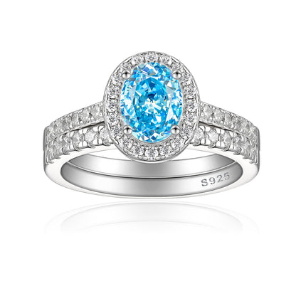 1.5ct Gemstone 925 Sterling Silver Stackable Ring Set – Luxury Ice-Cut Geometric Wedding Bands for Women