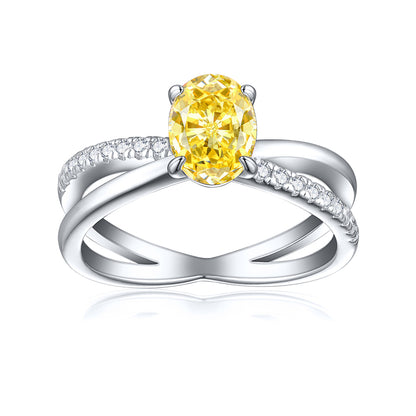 1.5ct Oval Ice-Cut 925 Silver Ring - Unique 6×8mm Gemstone Band for Women