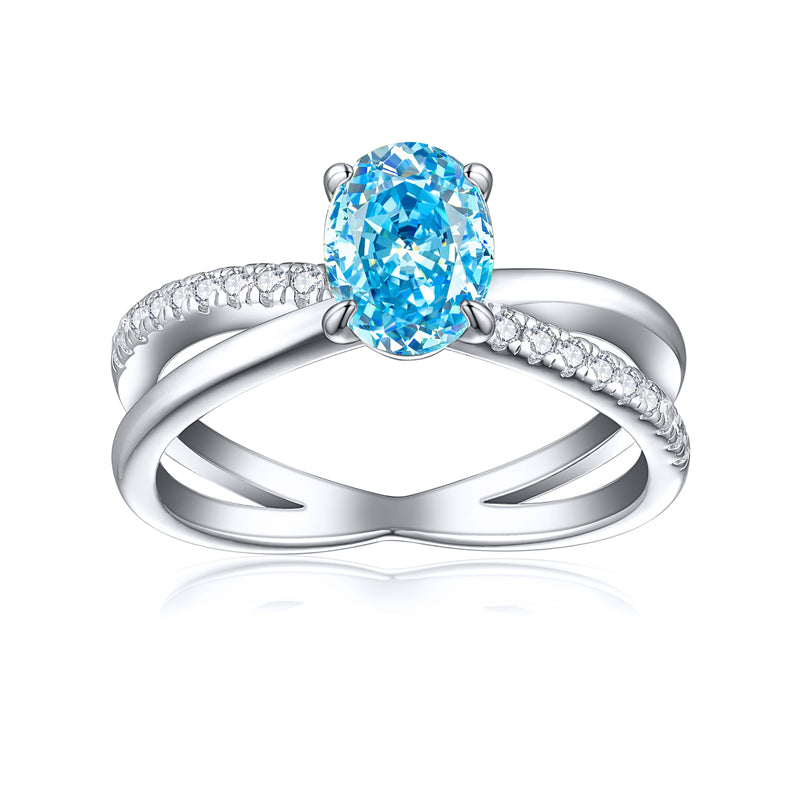 1.5ct Oval Ice-Cut 925 Silver Ring - Unique 6×8mm Gemstone Band for Women