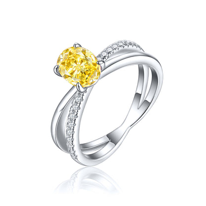 1.5ct Oval Ice-Cut 925 Silver Ring - Unique 6×8mm Gemstone Band for Women