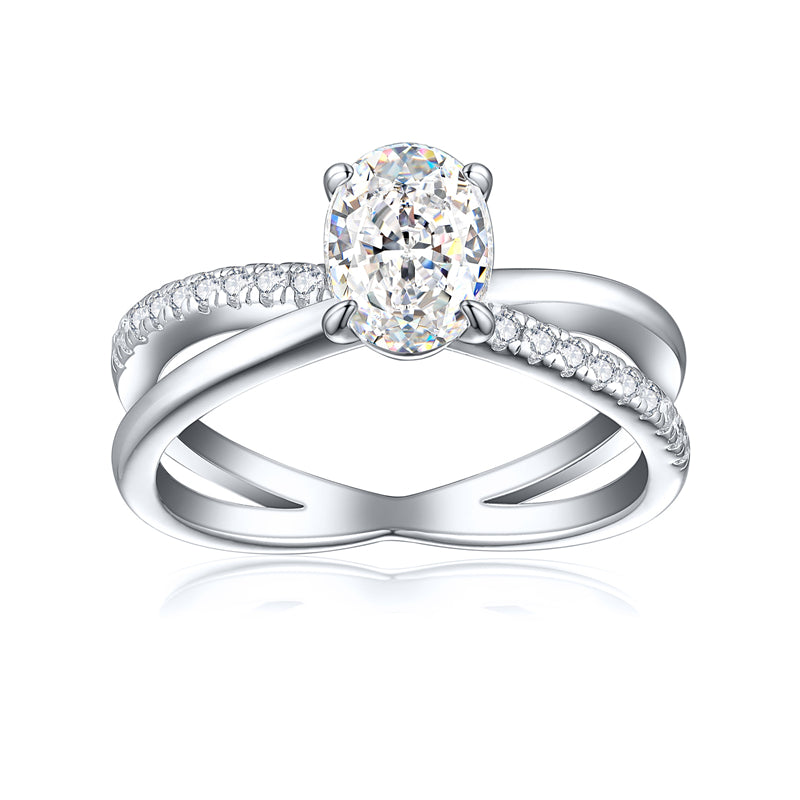 1.5ct Oval Ice-Cut 925 Silver Ring - Unique 6×8mm Gemstone Band for Women