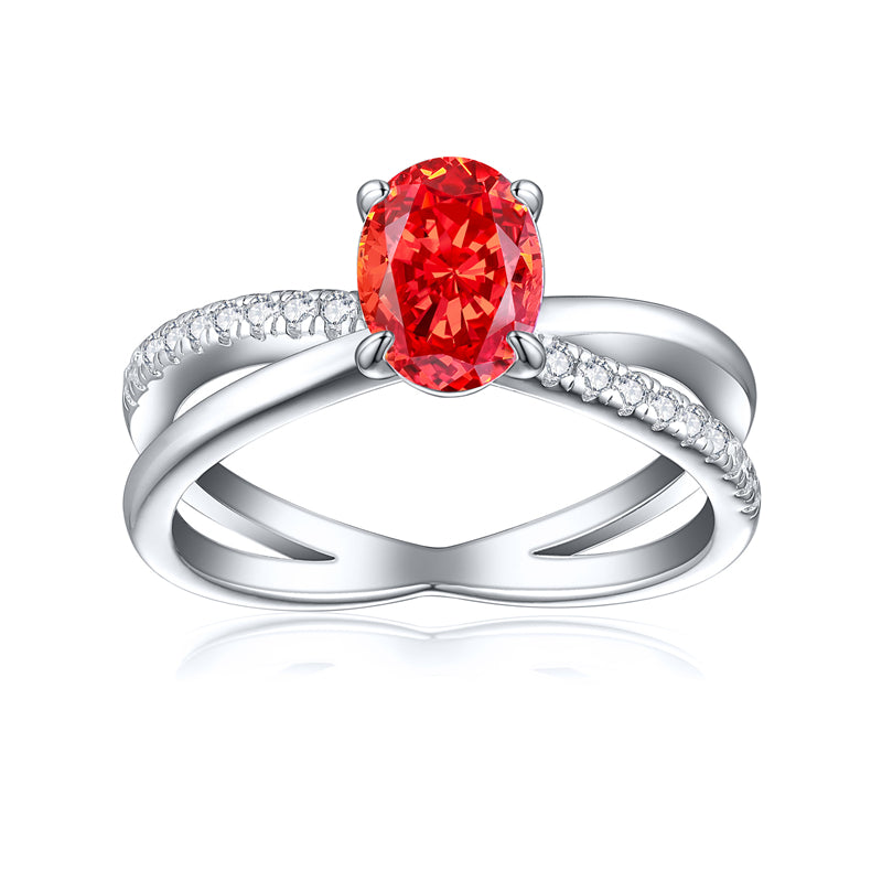 1.5ct Oval Ice-Cut 925 Silver Ring - Unique 6×8mm Gemstone Band for Women