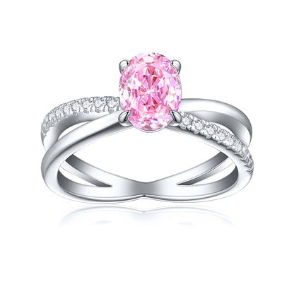 1.5ct Oval Ice-Cut 925 Silver Ring - Unique 6×8mm Gemstone Band for Women