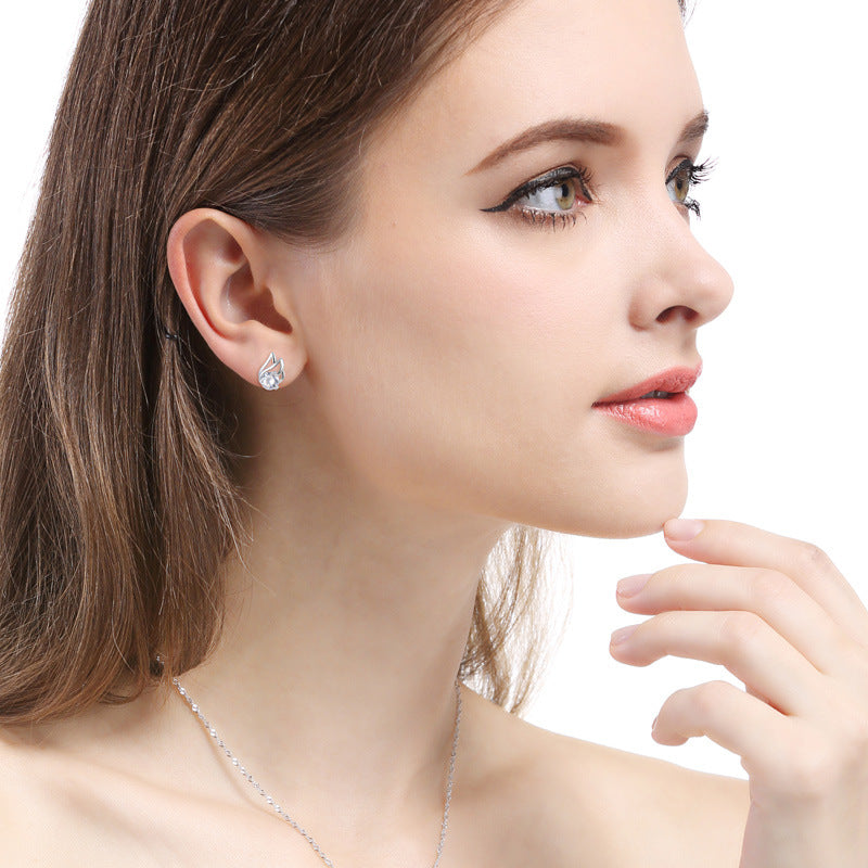 S925 Sterling Silver Plated Stud Earrings - Playful Cartoon Style Earrings with Plastic Backs