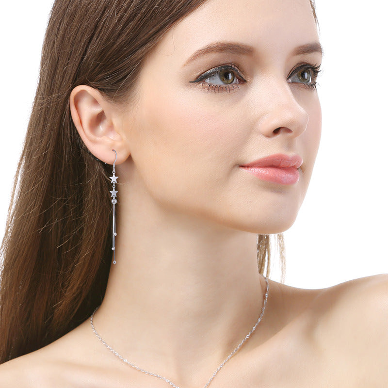 S925 Sterling Silver Lucky Motif Earrings - Natural Style Cultural Symbol Dangle Earrings