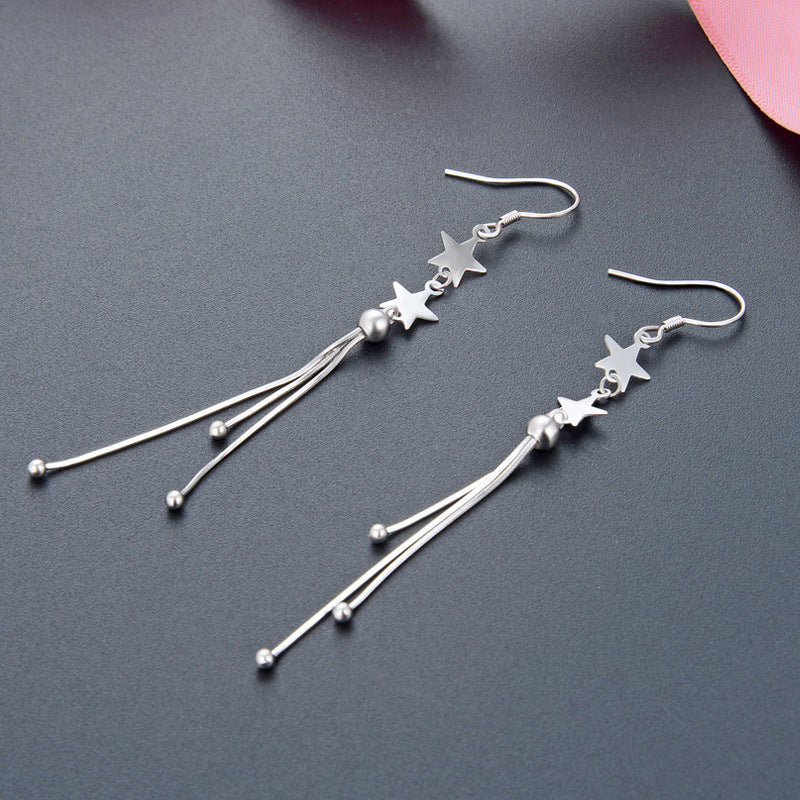 S925 Sterling Silver Lucky Motif Earrings - Natural Style Cultural Symbol Dangle Earrings