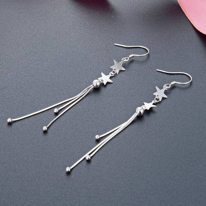 S925 Sterling Silver Lucky Motif Earrings - Natural Style Cultural Symbol Dangle Earrings