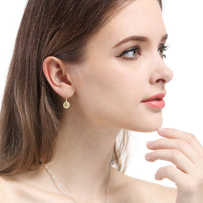 S925 Sterling Silver Swastika Earrings - Natural Style Cultural Symbol Dangle Earrings