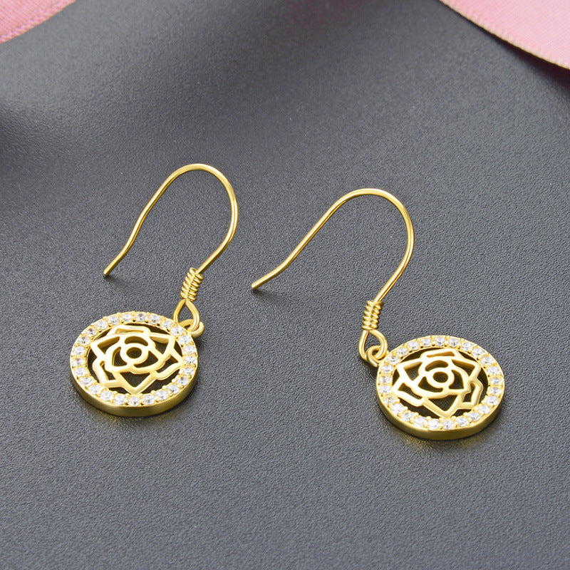 S925 Sterling Silver Swastika Earrings - Natural Style Cultural Symbol Dangle Earrings