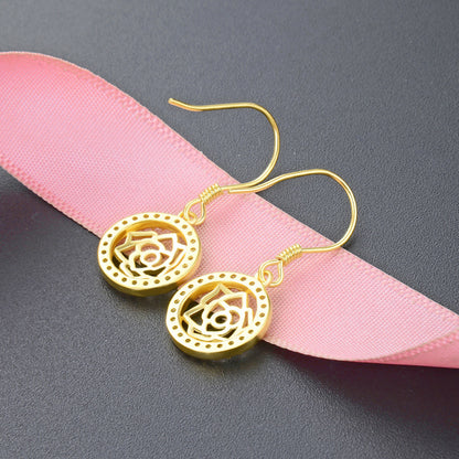 S925 Sterling Silver Swastika Earrings - Natural Style Cultural Symbol Dangle Earrings