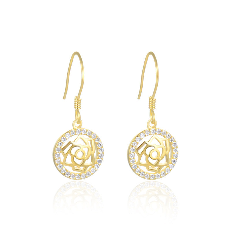 S925 Sterling Silver Swastika Earrings - Natural Style Cultural Symbol Dangle Earrings