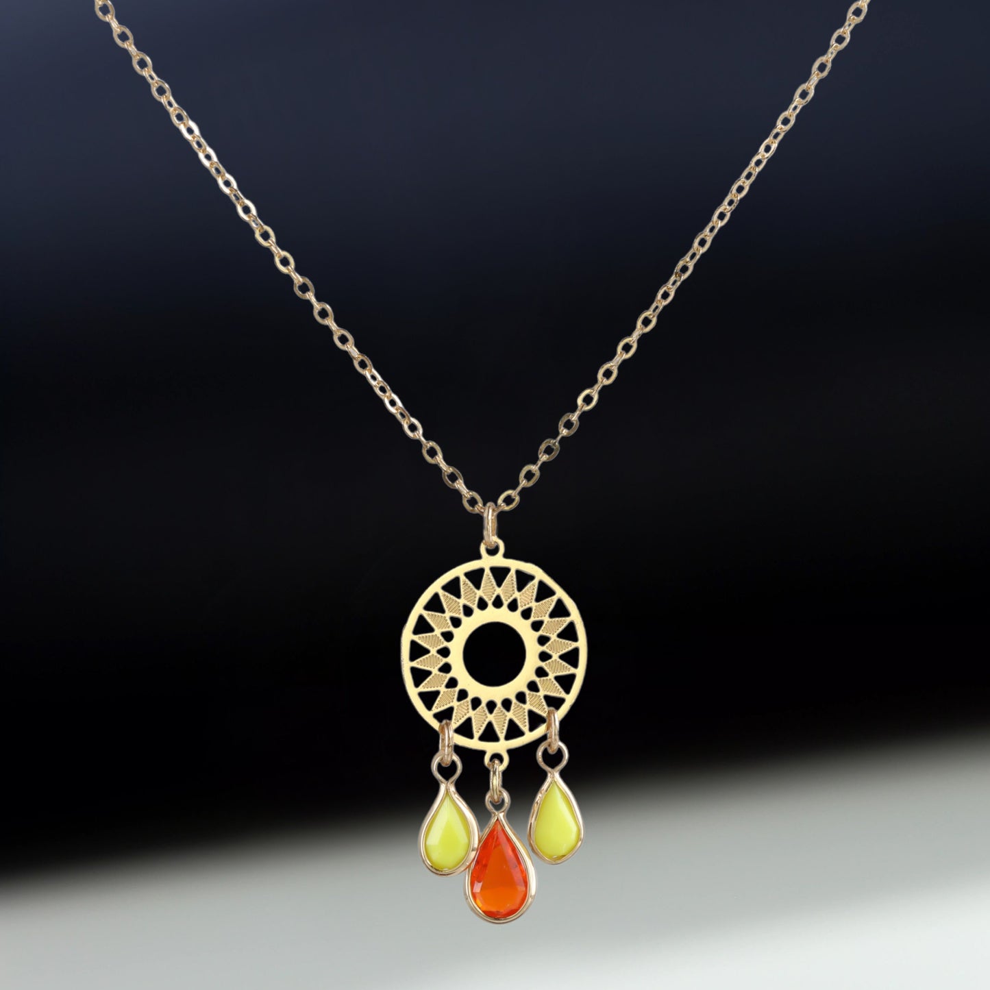 Vintage Sun and Droplet Copper O-Chain Necklace