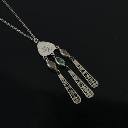 Retro Silver Copper O-Chain Necklace with Tassel Pendant