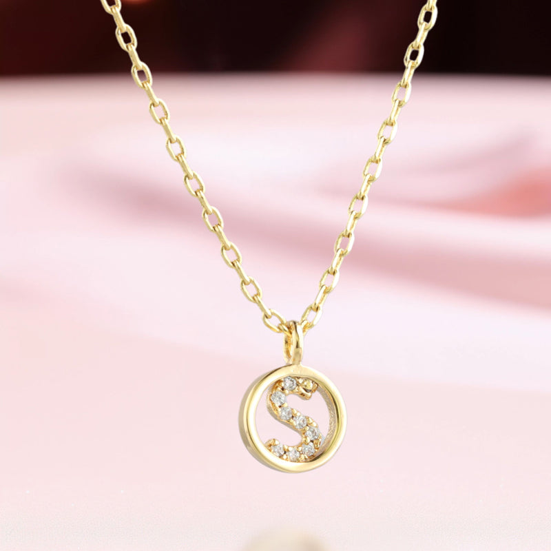 Golden Copper Cross Chain Necklace with Circular Pendant