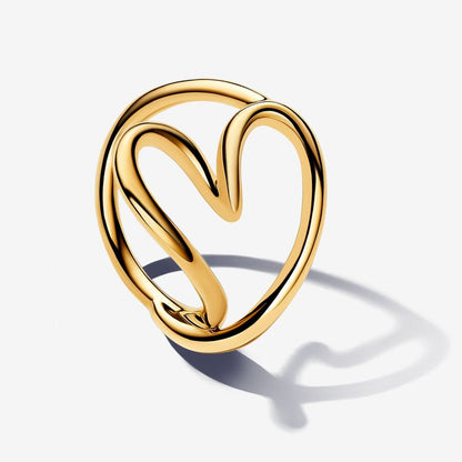 Sculptural Heart Ring 14K Gold Plated