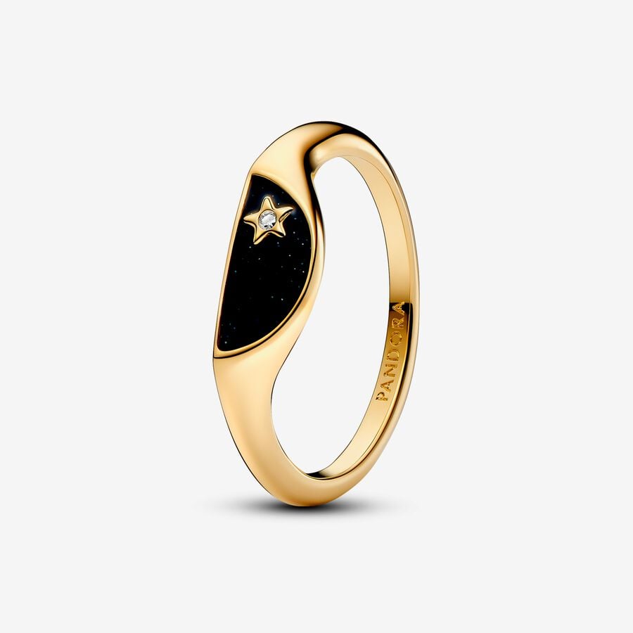 Contrast Halved Ring Black Enamel
