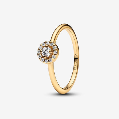 Cubic Zirconia Halo Ring 14k Gold Plated Elegant