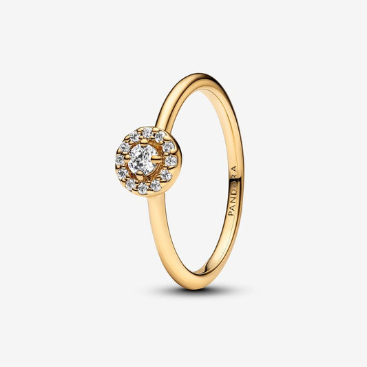 Cubic Zirconia Halo Ring 14k Gold Plated Elegant