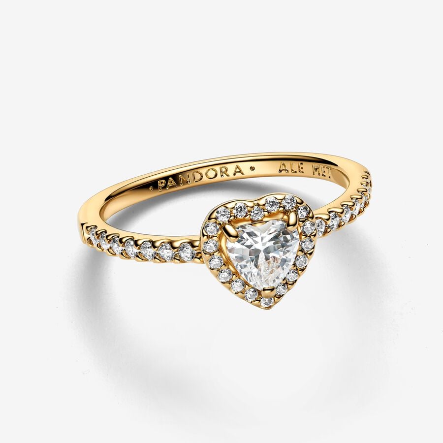 Dainty Gold Heart Ring – Pavé Detailing