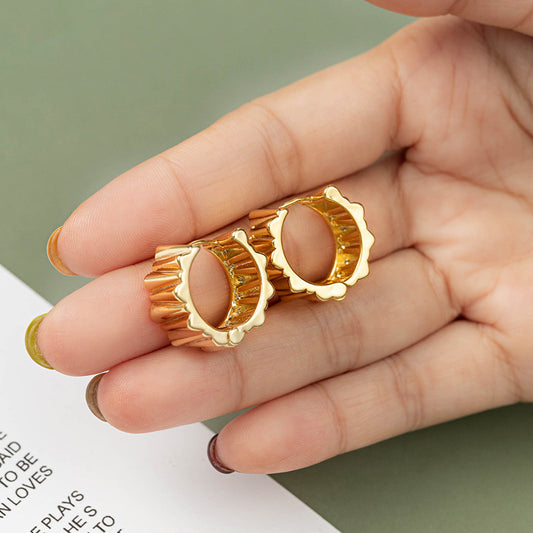 18K Gold Plated Geometric Irregular Hoop Earrings for Women - Sweet Edgy Style Statement Earrings