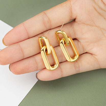 18K Gold Plated Geometric Paperclip Hoop Earrings for Women - Sweet & Edgy Style