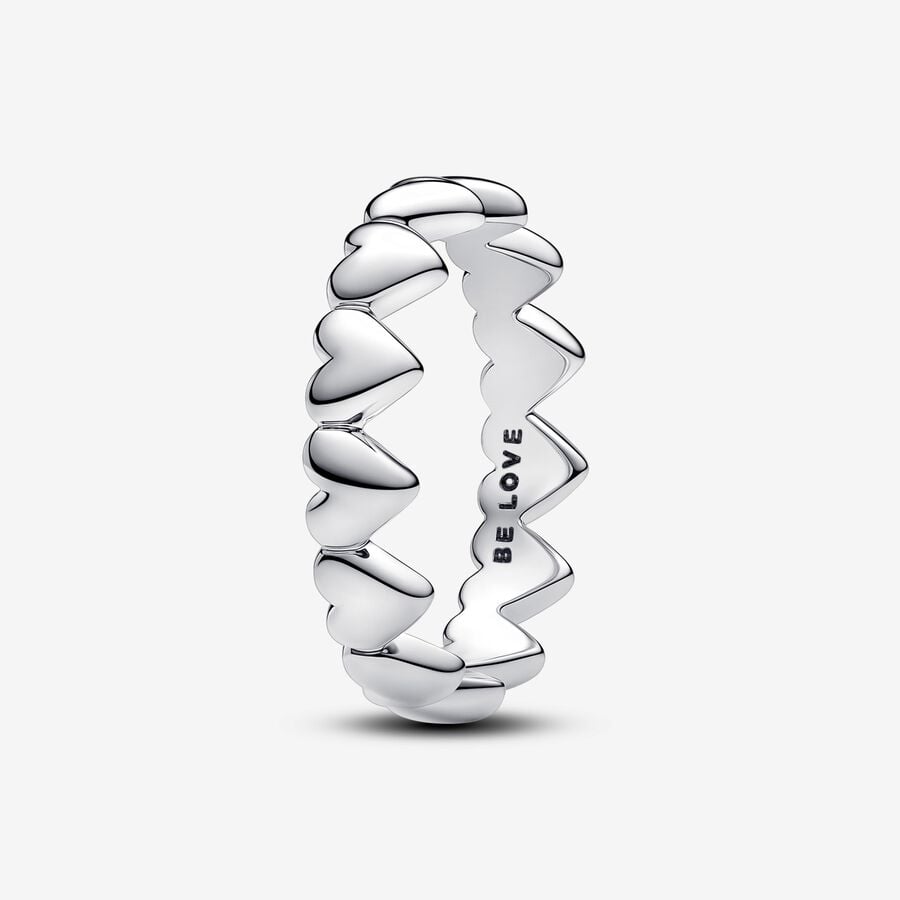 Delicate Heart Chain Silver Ring