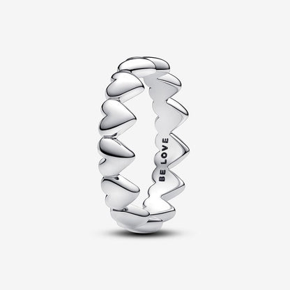 Delicate Heart Chain Silver Ring