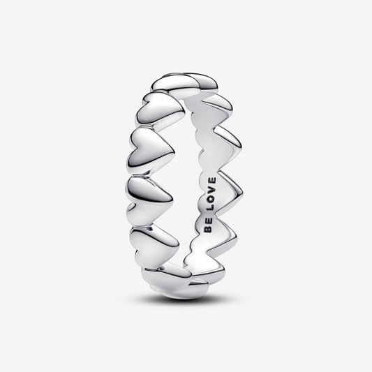 Delicate Heart Chain Silver Ring