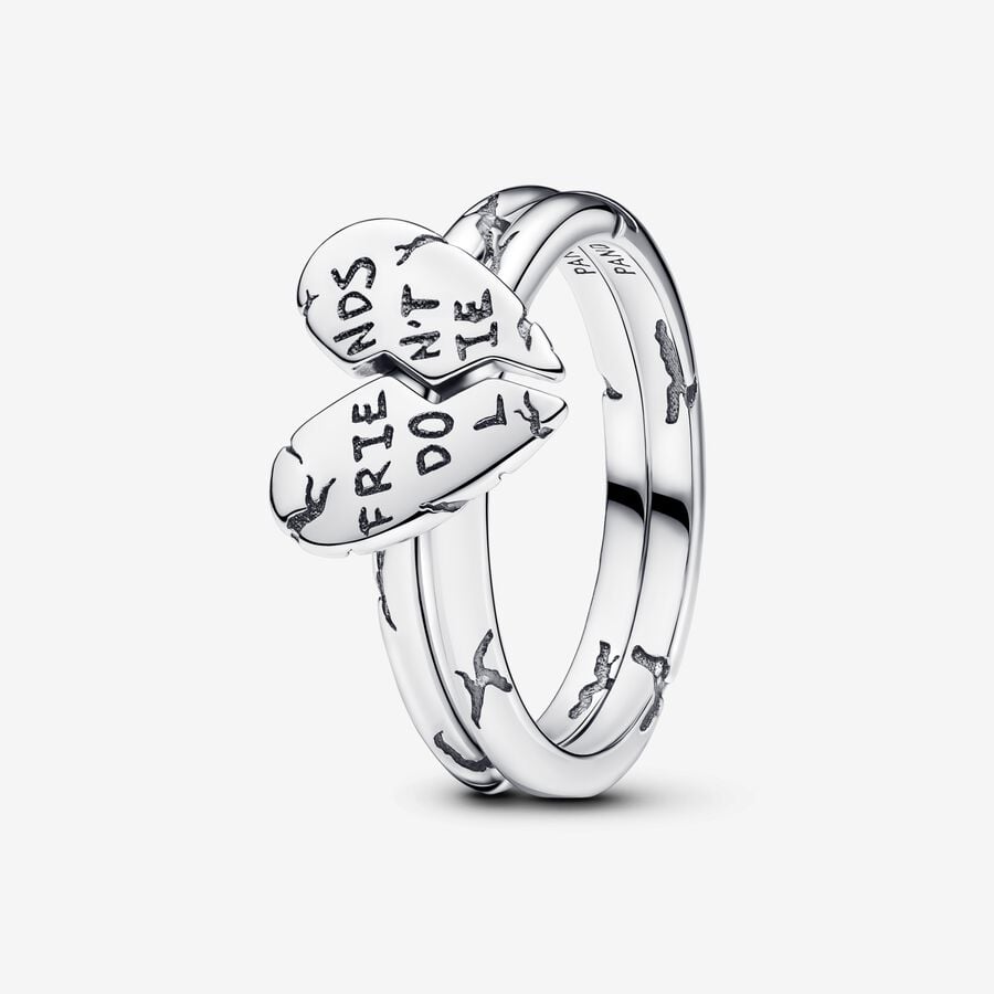 Sterling Silver Split Heart Friendship Ring