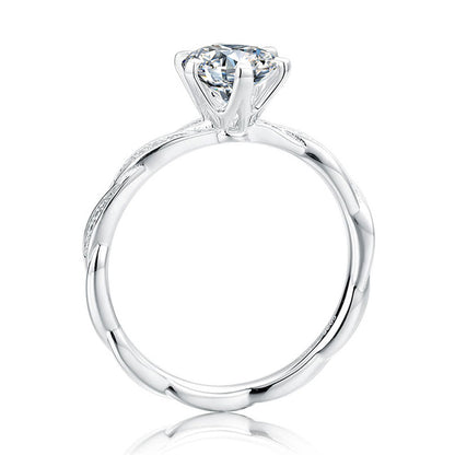 1CT D Color Moissanite Diamond Ring - 925 Sterling Silver Rhodium Plated Geometric Band