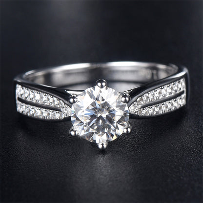 1CT D Color Moissanite Six-Prong Solitaire Ring - 925 Sterling Silver Queen's Diamond Ring