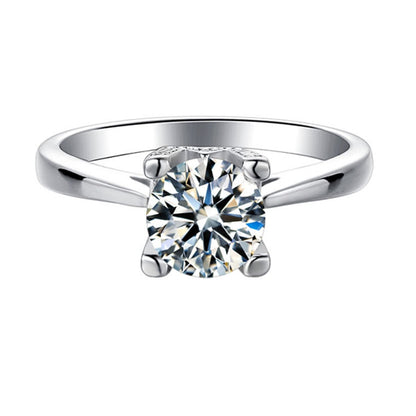 1CT D Color Moissanite Solitaire Ring - 925 Sterling Silver Women's Engagement Ring