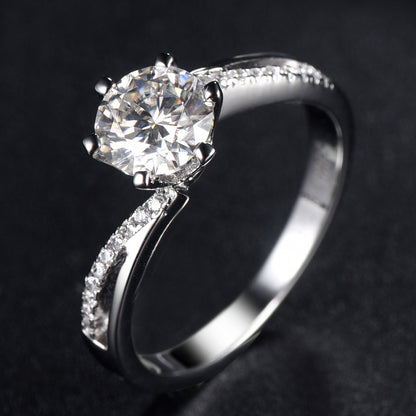 1CT D Color Moissanite Twist Band Ring - 925 Sterling Silver Elegant Wedding Ring for Women