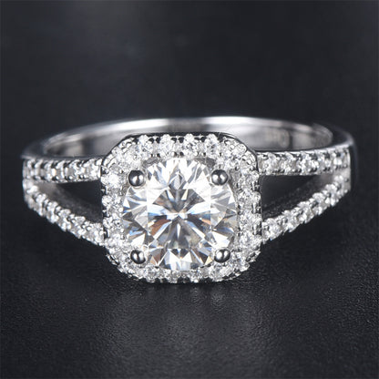 1CT High-Shine Moissanite Engagement Ring - 925 Sterling Silver Plated Solitaire