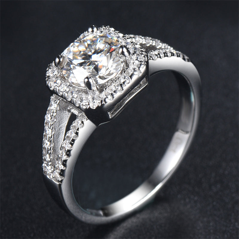 1CT High-Shine Moissanite Engagement Ring - 925 Sterling Silver Plated Solitaire