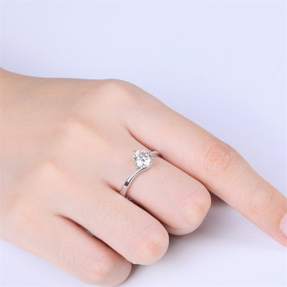 1CT Moissanite Adjustable Ring - 925 Sterling Silver Four-Prong Solitaire Engagement Ring