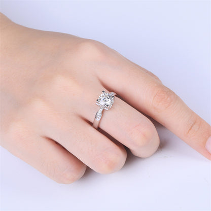 1CT Moissanite Bullhead Four-Prong Engagement Ring - 925 Sterling Silver Solitaire Ring