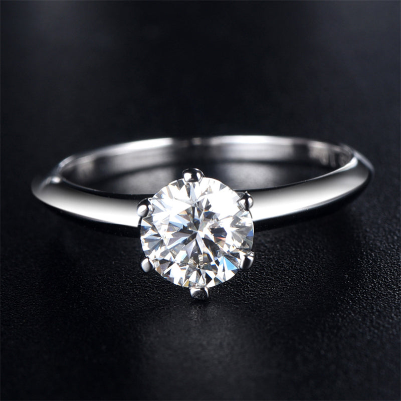 1CT Moissanite Classic Six-Prong Solitaire Ring - 925 Sterling Silver Engagement Ring