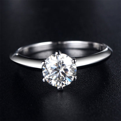 1CT Moissanite Classic Six-Prong Solitaire Ring - 925 Sterling Silver Engagement Ring